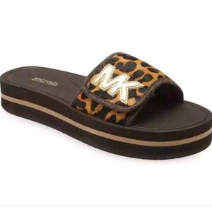 Michael Kors Cheetah Print Adjustable Platform Slides size 8